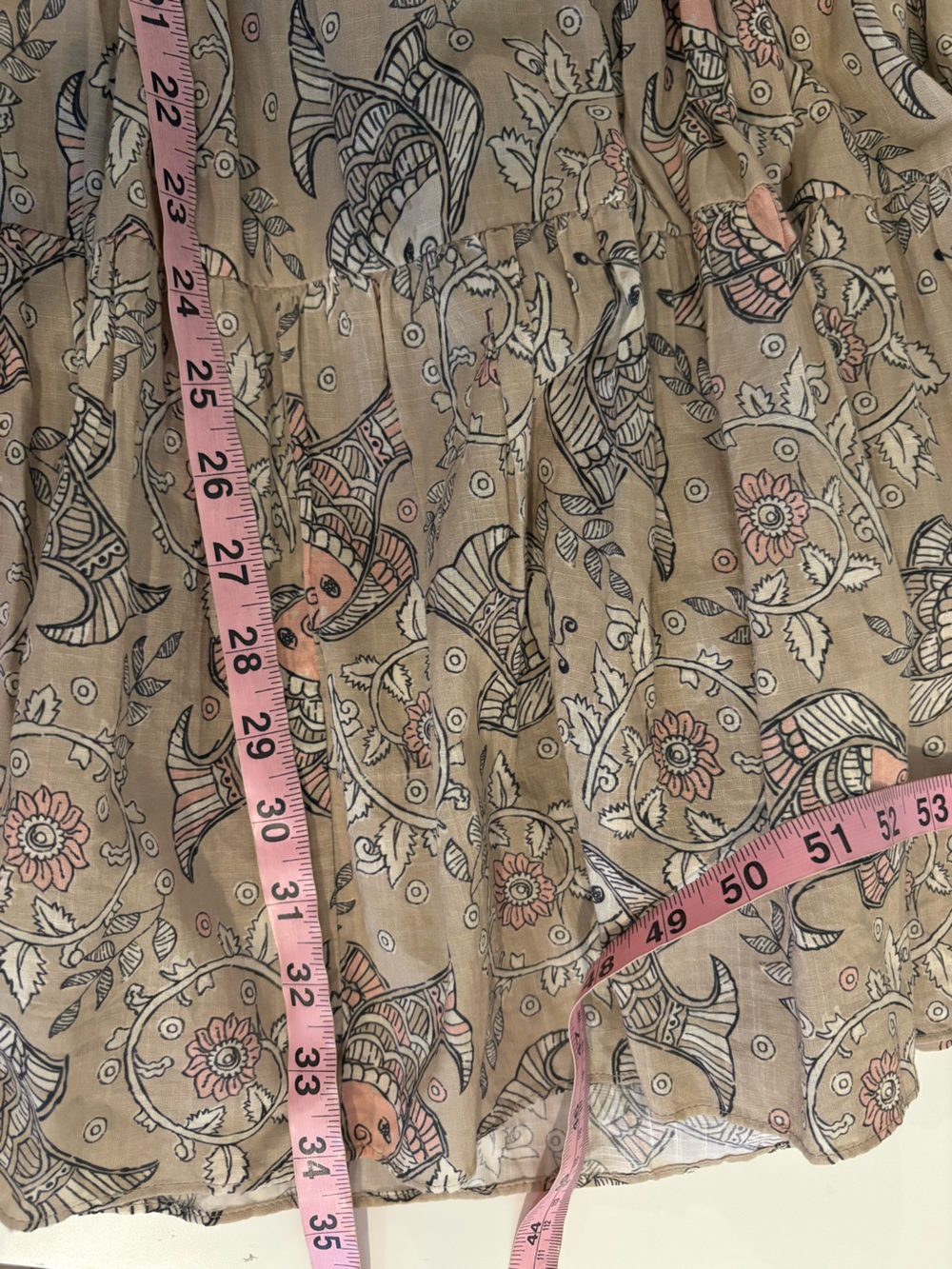 Anthropologie || Let Me Be Celeste Mini Dress Block Print Fish Cream XS - Picture 9 of 11